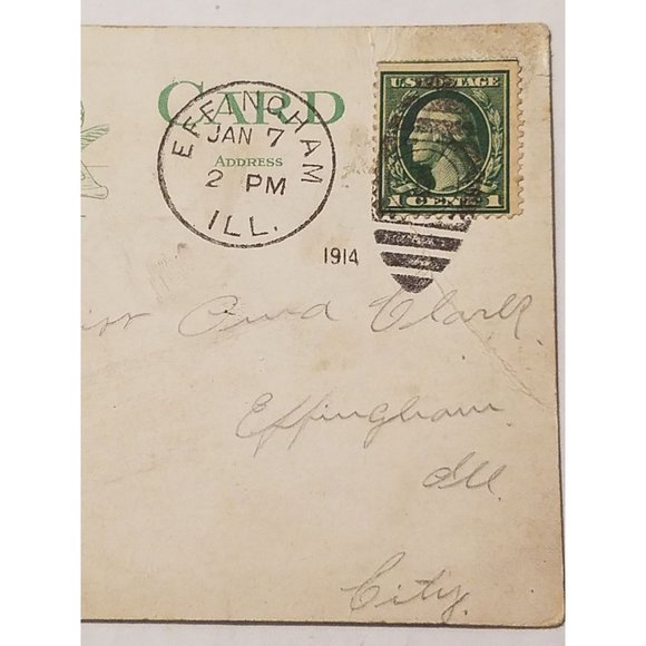 RPPC Indiana Location Vintage Ohio Street Boulevard Terre Haute 1c Stamp 1914 - Picture 8 of 8